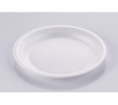 White Round Foam Plate Retail Pack